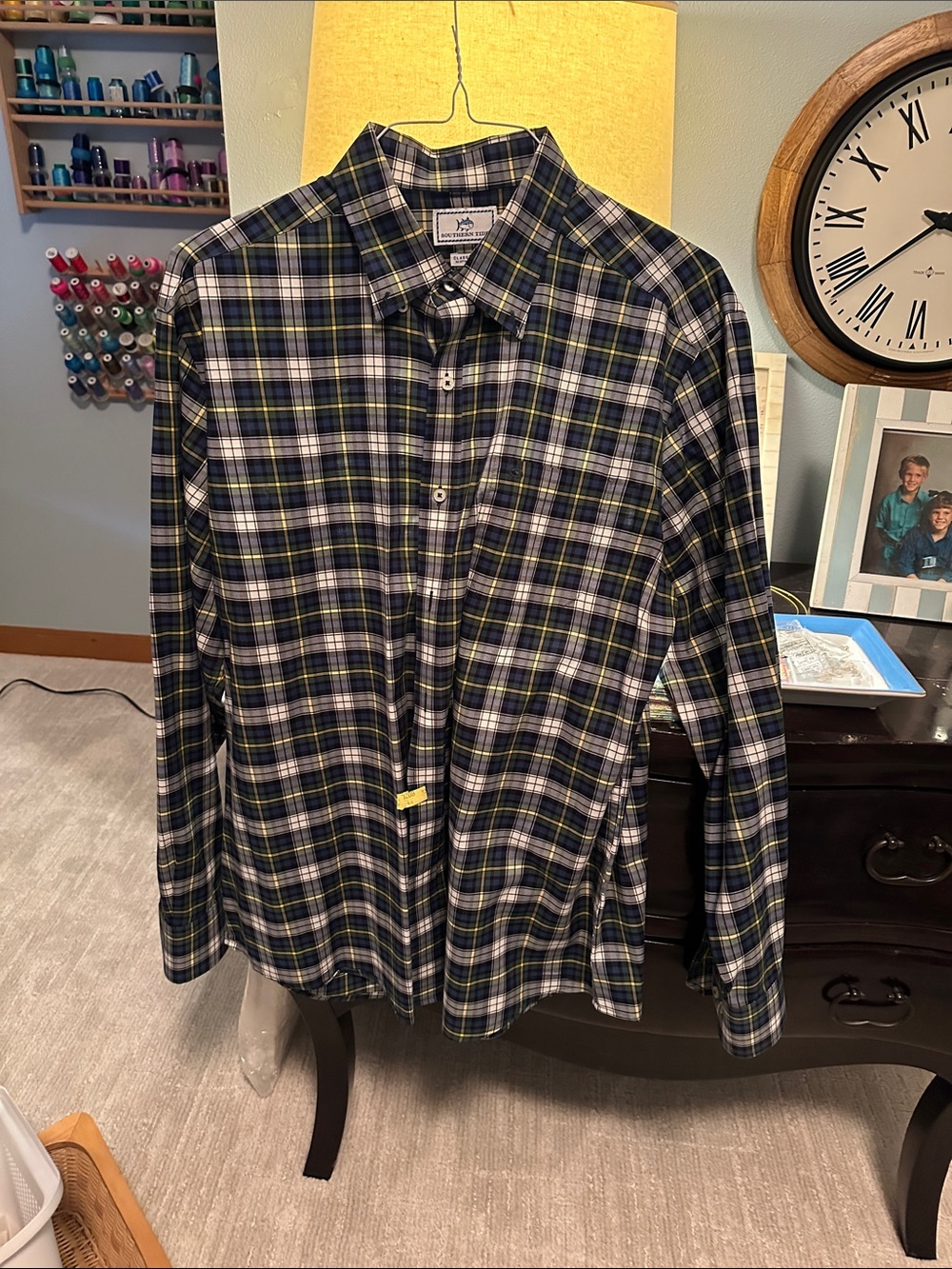 Southern Tide Men's plaid Button-Down Shirt - Green, size large